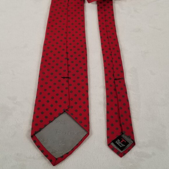 Robert Talbott Hand Sewn Silk Printed in Italy Made in USA W 3 3/8 by L 57 Red - Picture 7 of 11